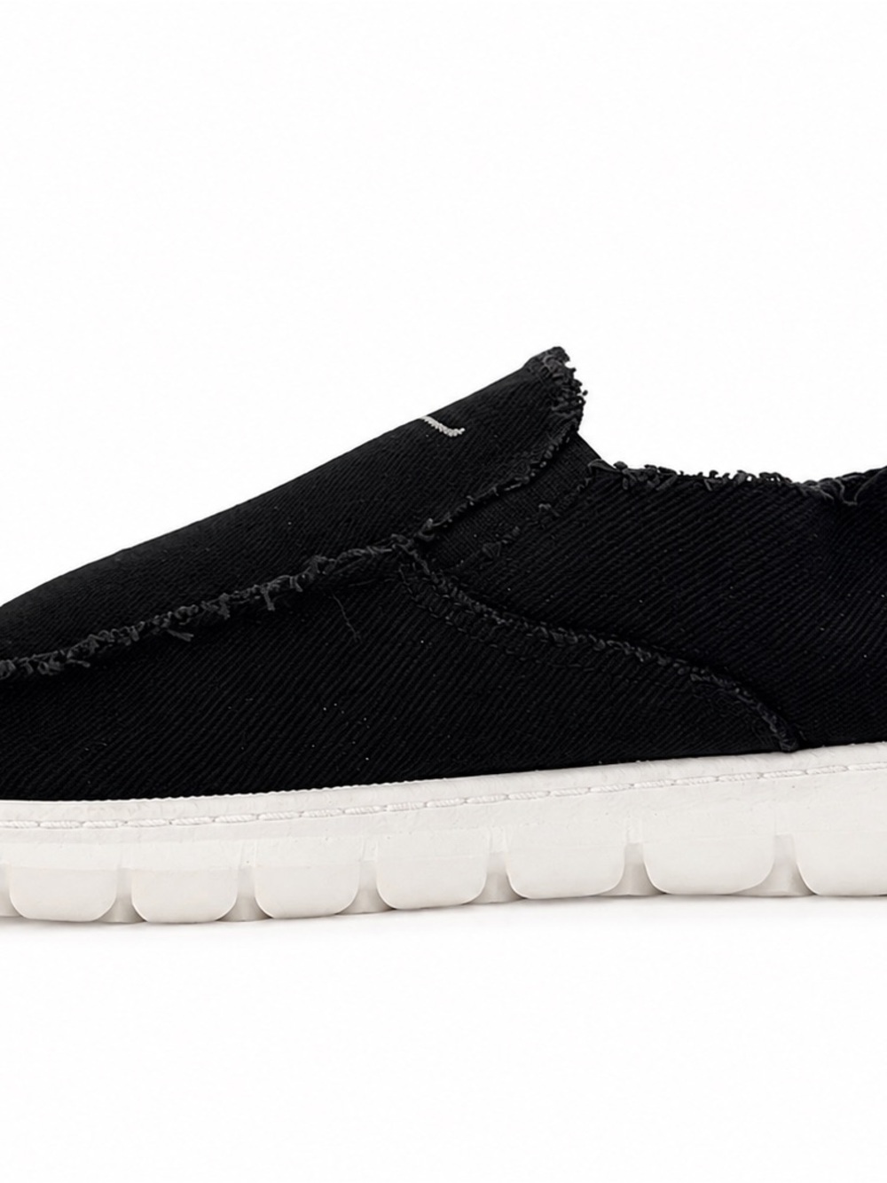 Women’s Black Moccasin Slip-On with White Sole